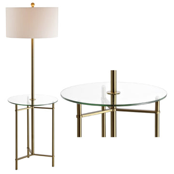 Charles 59" Metal/Glass LED Side Table and Floor Lamp - JONATHAN Y